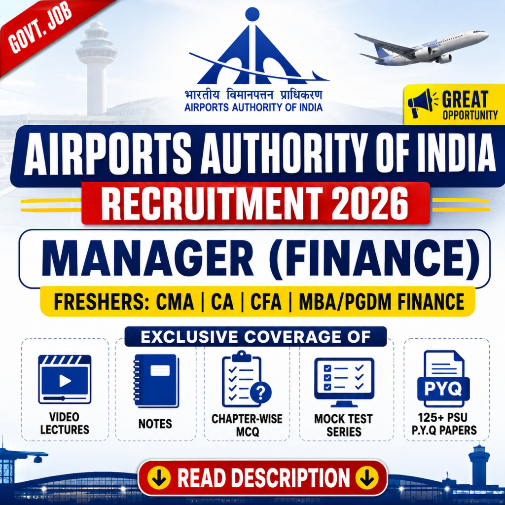 AAI Manager Finance Chapter Wise MCQ Notes Mock Test Psu Previous Year Question Paper E Book 2026