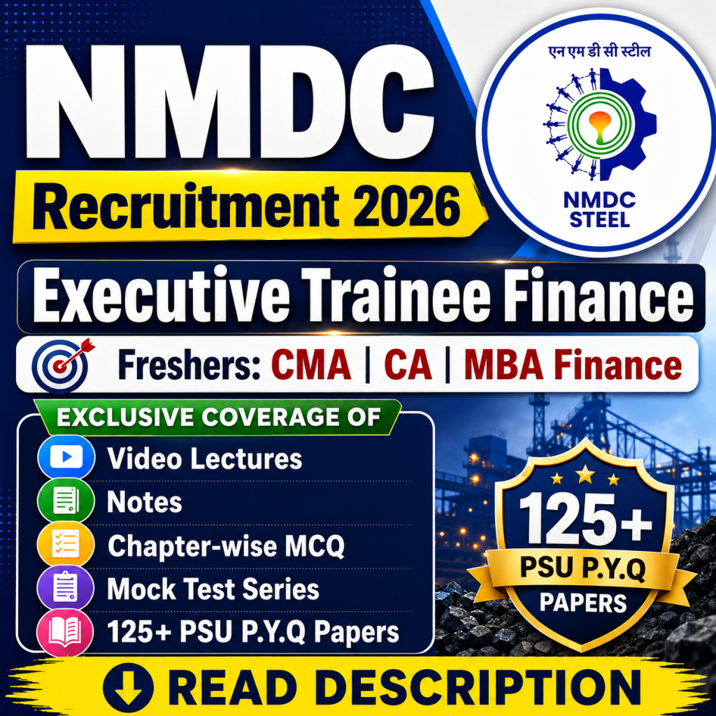 NMDC Steel Executive Trainee Finance Chapter Wise MCQ Notes Mock Test Psu Previous Year Question Paper E Book 2026