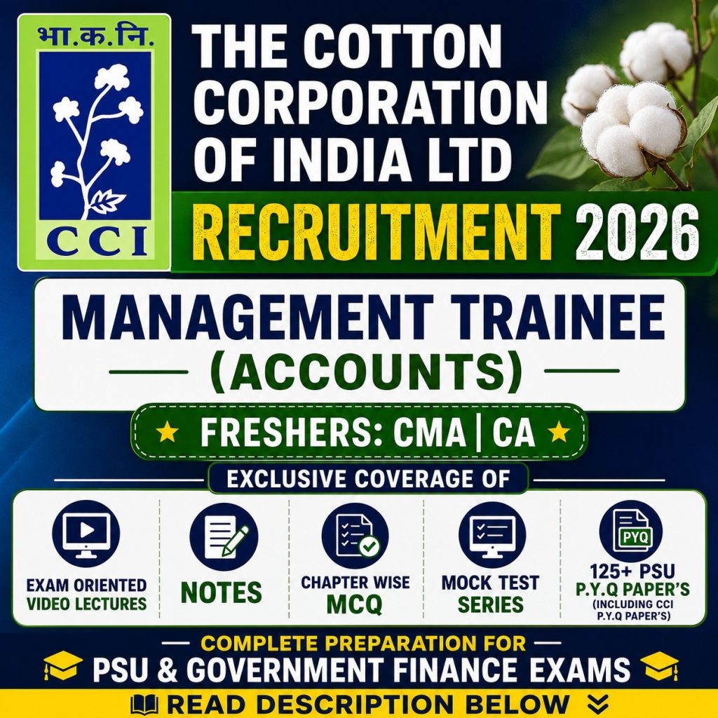 CCI Management Trainee Accounts Video Lectures Chapter Wise MCQ Notes Mock Test Psu Previous Year Question Paper E Book 2026