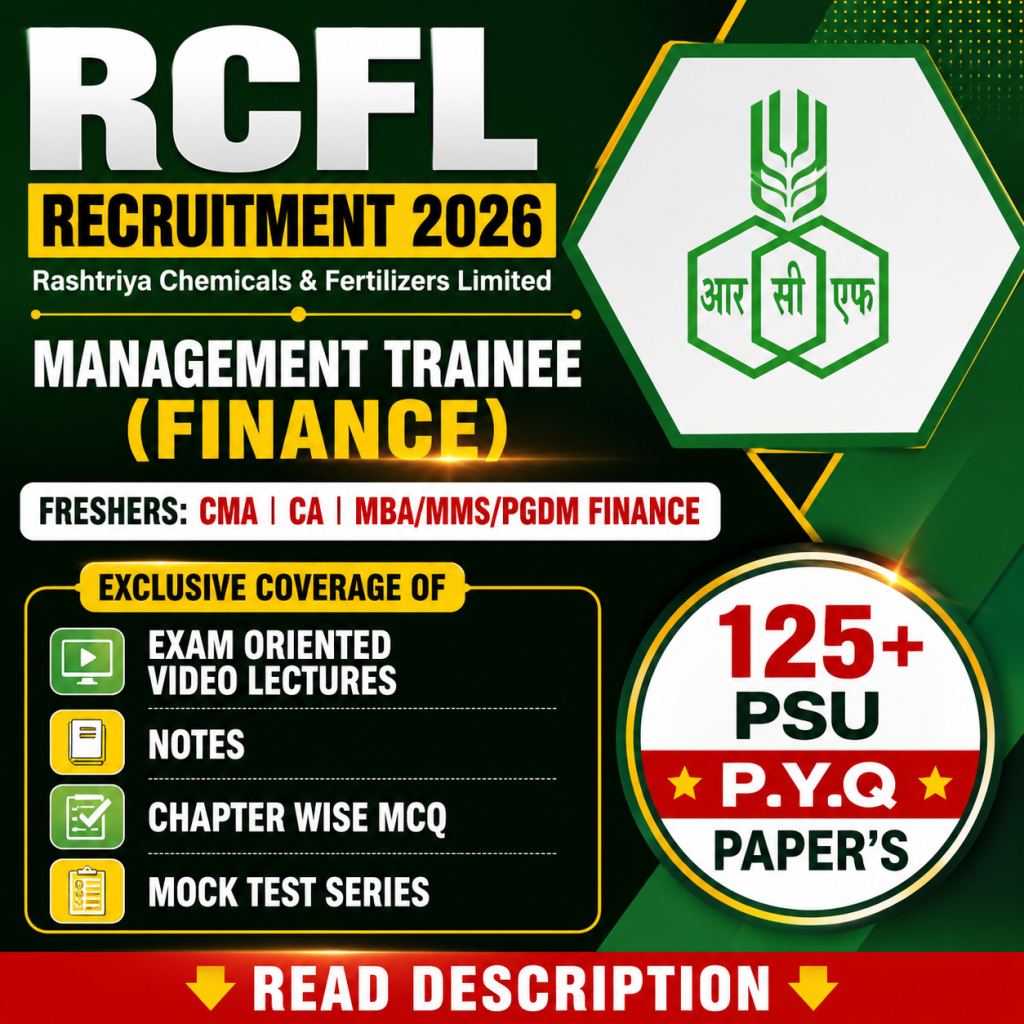 RCFL Management Trainee Finance Chapter Wise MCQ Psu Previous Year Question Paper E Book 2026
